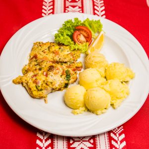 Harcsa filé olasz módra burgonyapürével